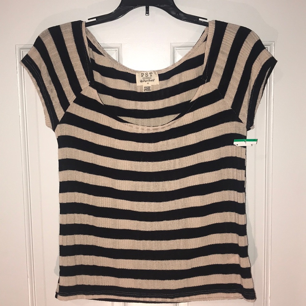 Sale!PST Los Angeles NWOT szM black/tan stripe top